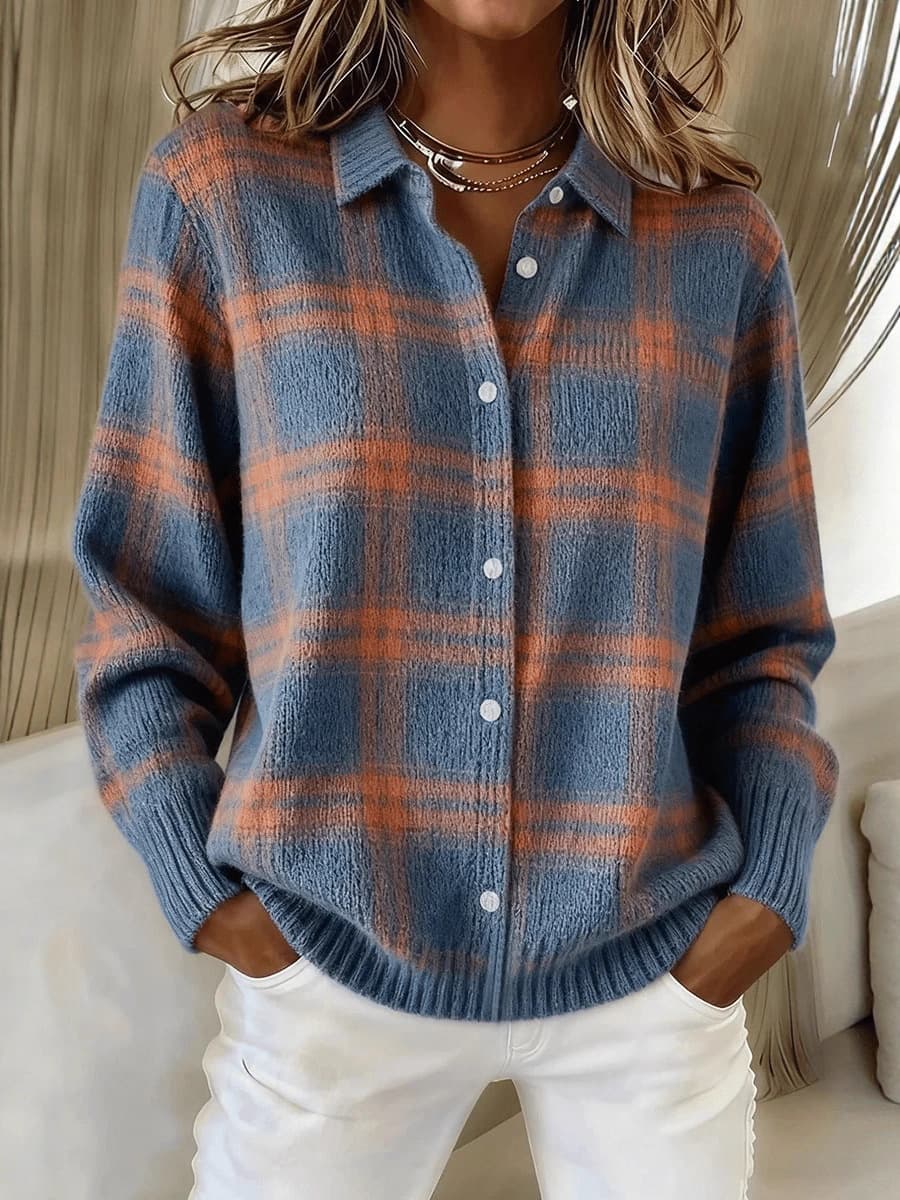 Lapel Solid Knit Cardigan For Women European Style Casual Open Front Blouse Christmas Autumn Winter Tops