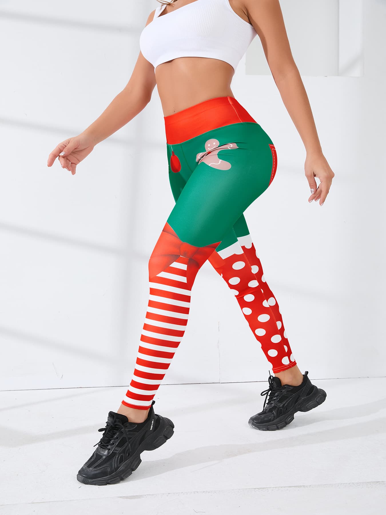 Cross-border European And American Christmas Digital Printing Sports Fitness High Waist Hip Slim Yoga Leggings Ladies