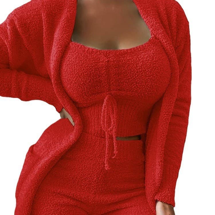 2026 Autumn Winter New Product European And American Women's Slimming Three Piece Set Women's Casual Solid Color Long Sleeved Set