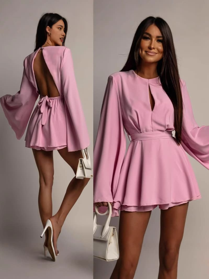 Europe And The United States Cross-border Women's Clothing Amazon Europe And The United States New Fashion Temperament Backless Skirt Waist Slimming Dress