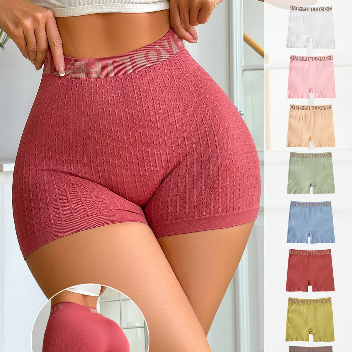 Cross-Border High-Waisted European And American Style Sports Shorts With Letter Knit Fashion Casual Women's Boxer Shorts Manufacturer