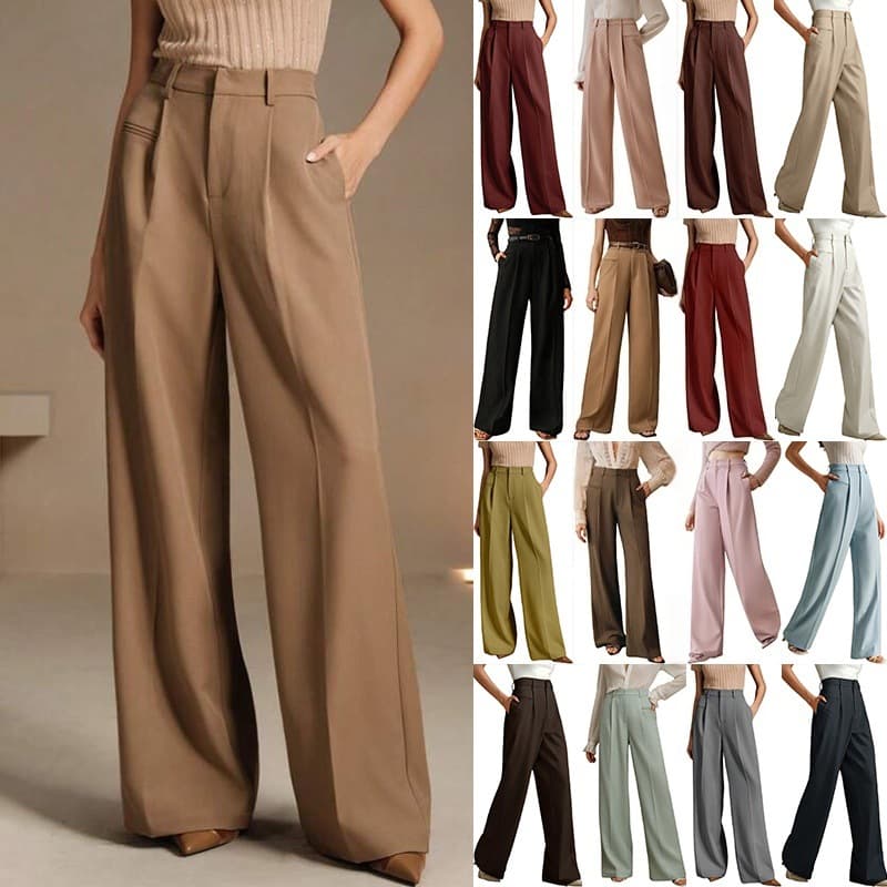 Cross-Border European And American High-Waisted Wide-Leg Women's Straight Casual Amazon Spring And Summer Loose Elegant Business Elegant Trousers For Women